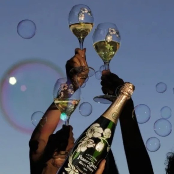 Perrier Jouet Verre Belle Epoque Hand PaintedAnimone Grand Champagne 6pc Set - Picture 4 of 15